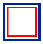 Cadre bleu borde de rouge, embleme de l'agence de demenagement de Mandelieu-la-Napoule